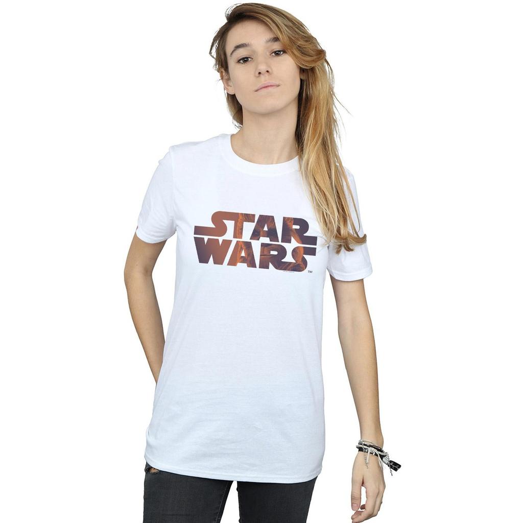 STAR WARS Damen/Damen Chewbacca Logo Baumwoll-Boyfriend-T-Shirt