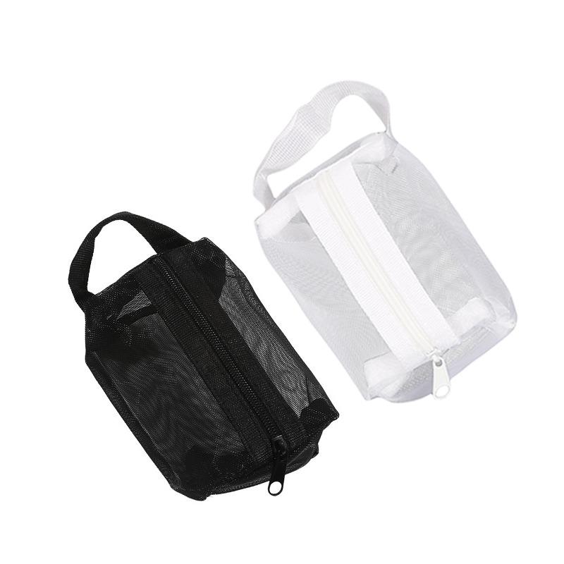 Portable Travel Mesh Clear Cosmetic Bag Lightweight Makeup Pouch Zipper Storage Bag For Toiletries Cable Organizer