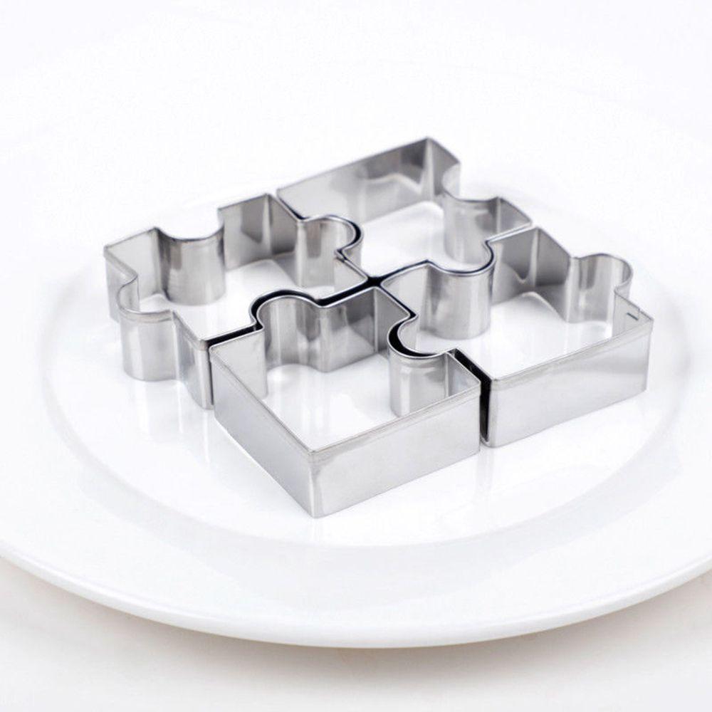 Puzzle 4Pcs Decorating Cookies Cutter Cake Mould Jigsaw Stainless Steel Tool