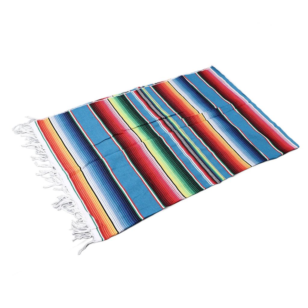 Mexican Table Runner 6.6ft Long 4.9ft Wide Bright Colors Soft Cotton Fringe Cotton Table Runner for Party Decoration