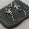 Cute Silvery Flower Dangle Earrings, Long Flower Drop for Women, Summer Fashion Vacation Style Jewelry, 1 Pair
