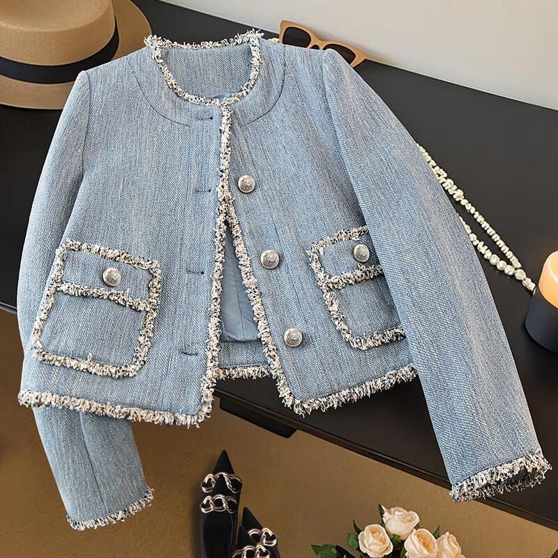 Women's Chic Round Neck Single-Breasted Short Jacket