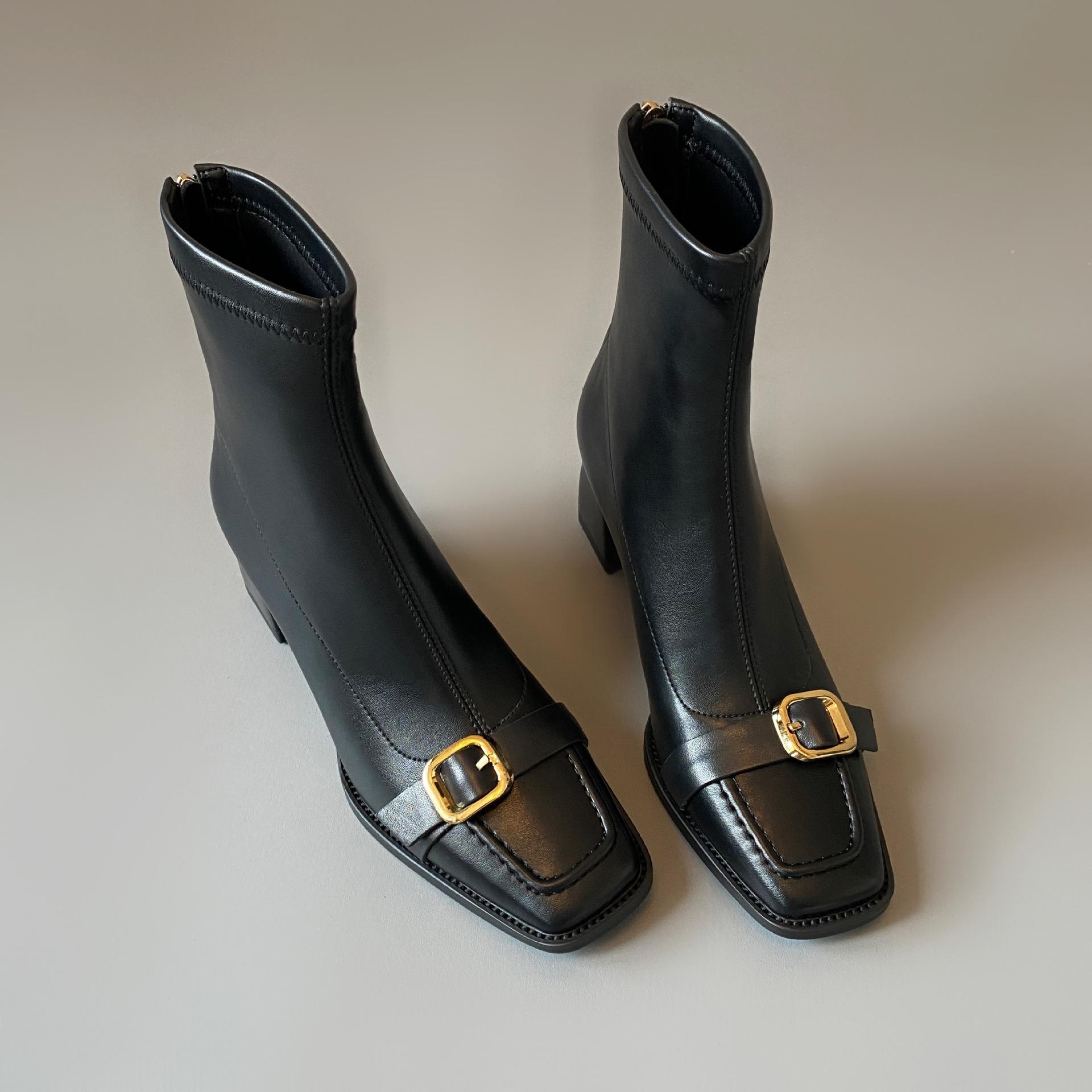 

Fashion French Retro Women s Shoes 2025 Autumn New Style Square Heel Women s Boots Comfortable and Versatile Women s Ankle Boots Zapatos 35