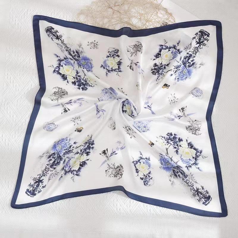 Luxury Satin Print Silk Scarf Square Women Streamer Neck Scarves Wrap Head Kerchief Beach Hair Band For Woman Bandana Summer