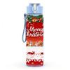 1PC Merry Christmas Red Festive Print 750ml Color Plastic Sports Water Bottle Leakproof Flip Straw Lid Suitable for Sports Office Home Use