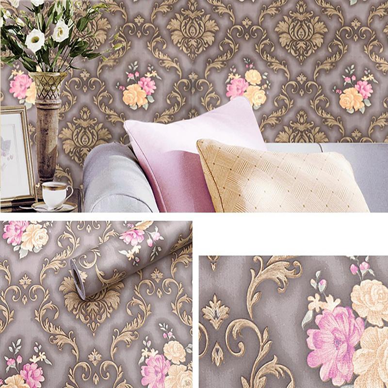 

45cm Moisture Proof Modern Home Decoration Self-adhesive Waterproof Wall Stickers Brick Pattern European Floral Wallpaper 45cmX3m