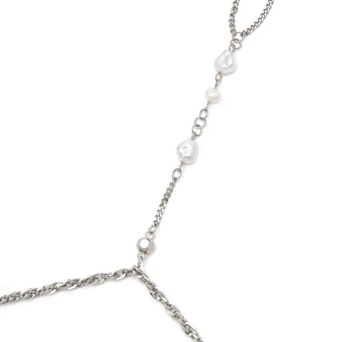 Chain Link Ring Bracelet - Pearl _ WHITE
