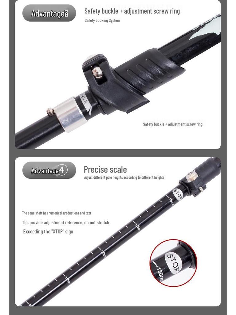 Ultralight Folding Aluminum Trekking Pole for Outdoor Hiking and Camping