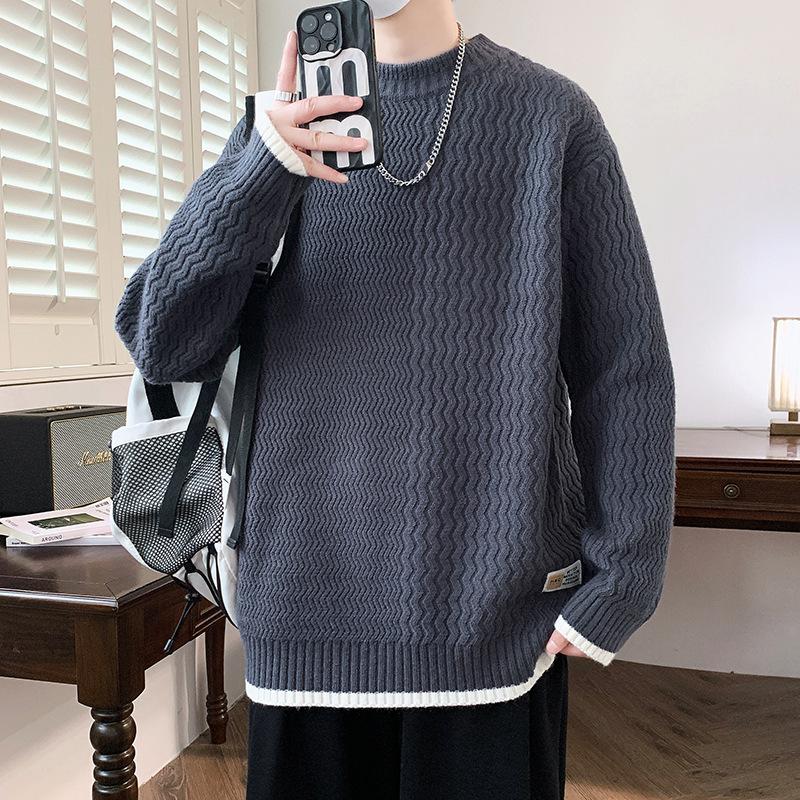 

Горячая распродажа, новый осенне-зимний повседневный свитер с круглым вырезом, вязаный свитер, большой размер, свободный свитер 190 серый