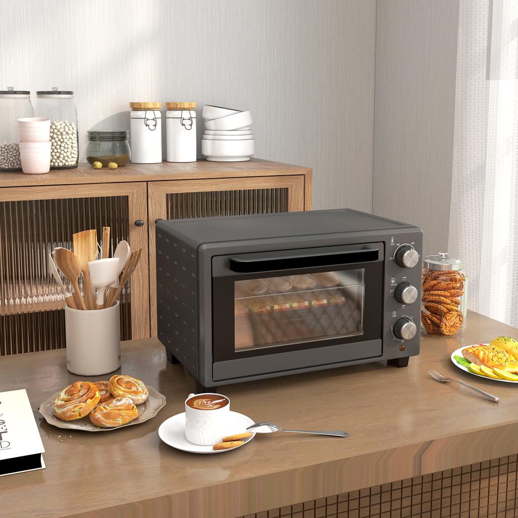 21L Mini Countertop Oven, 100 degrees C-230 degrees C Adjustable Temp - Grey
