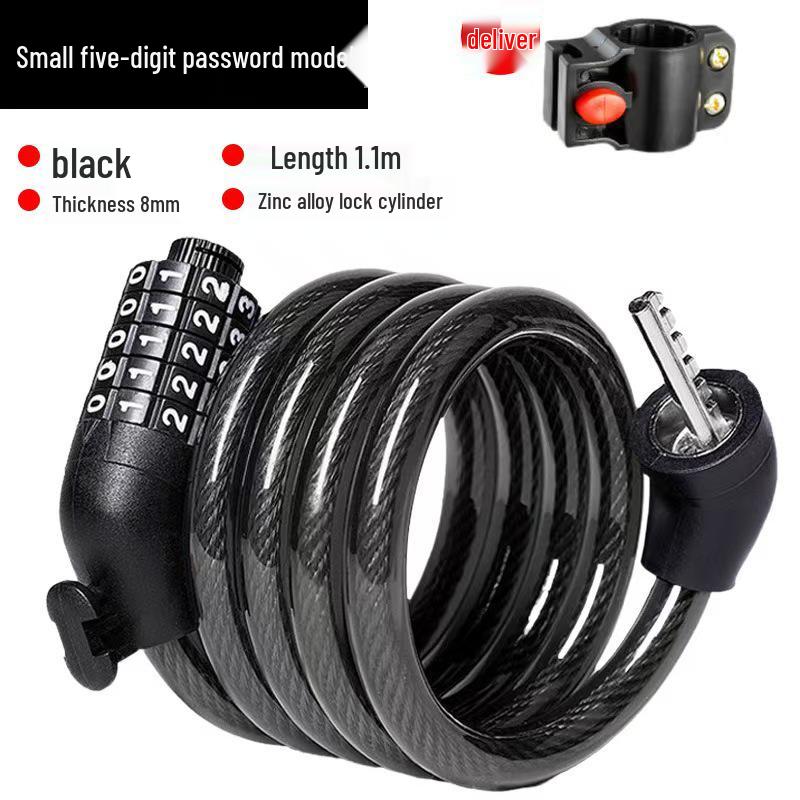 Five-Digit Anti-Theft Cable Lock for Mountain Bikes & E-Bikes