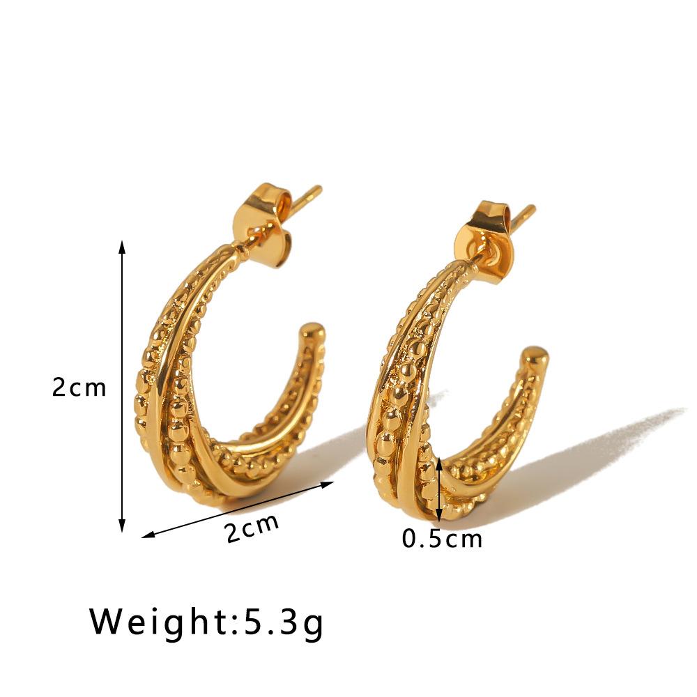 

Gold Color Hoop Earrings For Women Inlaid Zirconia Paved Pierce Stud Summer