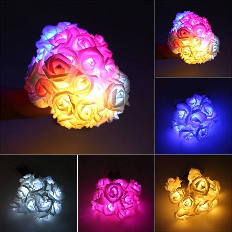 Romantische LED Rosen Lichterkette Warmweiß Batteriebetrieben Deko für Hochzeiten und Heiratsanträge