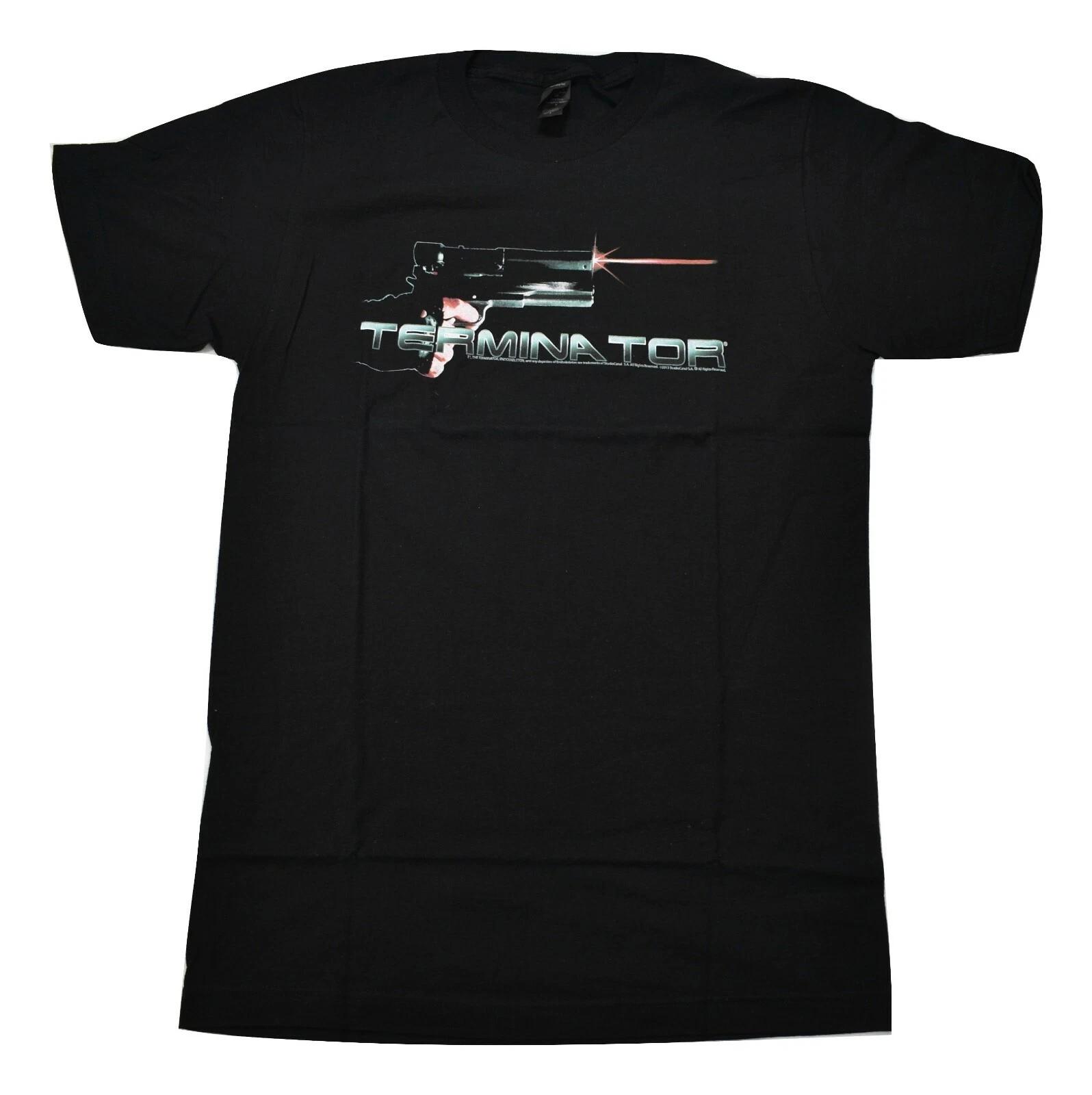 

Terminator Mens Gun Pointed Shooting Classic Movie Black Shirt New Small 4XL