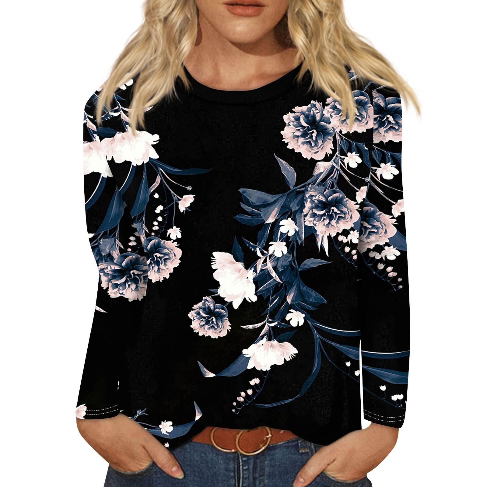 

Женская мода повседневная с длинным рукавом круглый вырез пуловер топ блузка молодежная женская одежда женская одежда женская одежда 2XL