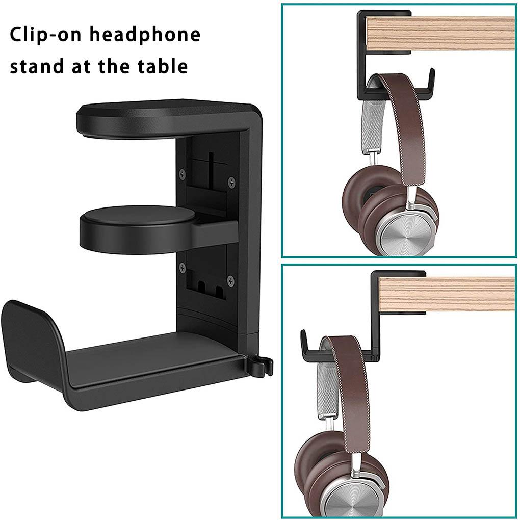 Headphone Stand Holder Adjustable Rotating Bracket for Headset Hook Hanger Earphone Rack Space Saving Accessories