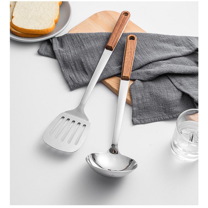 HANYANG Stainless Steel Stir-fry Spatula Large Soup Spoon Thickened Handle Spatula Cookware
