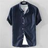Men's Summer Short-Sleeve Ice Silk Linen Business Casual Shirt - White Trend
