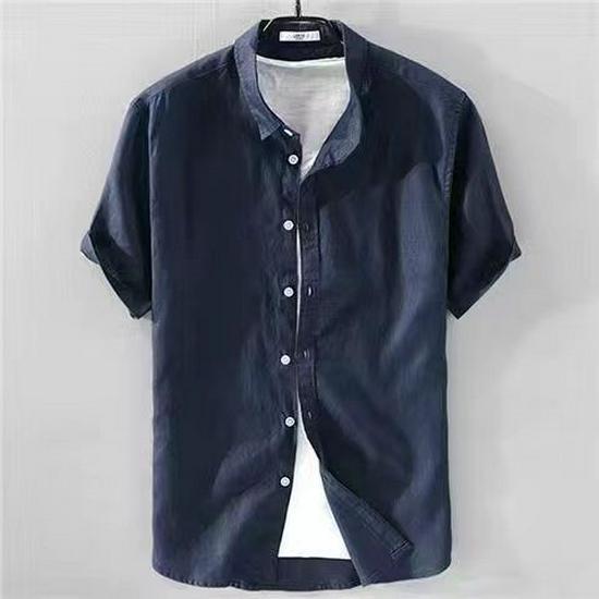 Men's Summer Short-Sleeve Ice Silk Linen Business Casual Shirt - White Trend