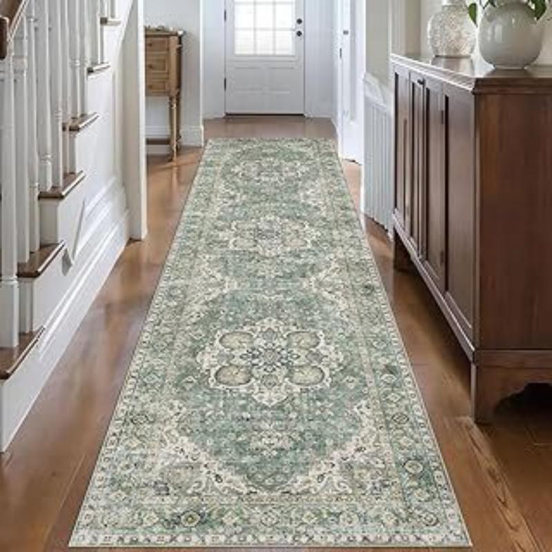 Oriental Vintage Runner Rug Non Slip Washable Hallway Carpet for Entryway Kitchen Bedroom Farmhouse Indoor Floor Decor