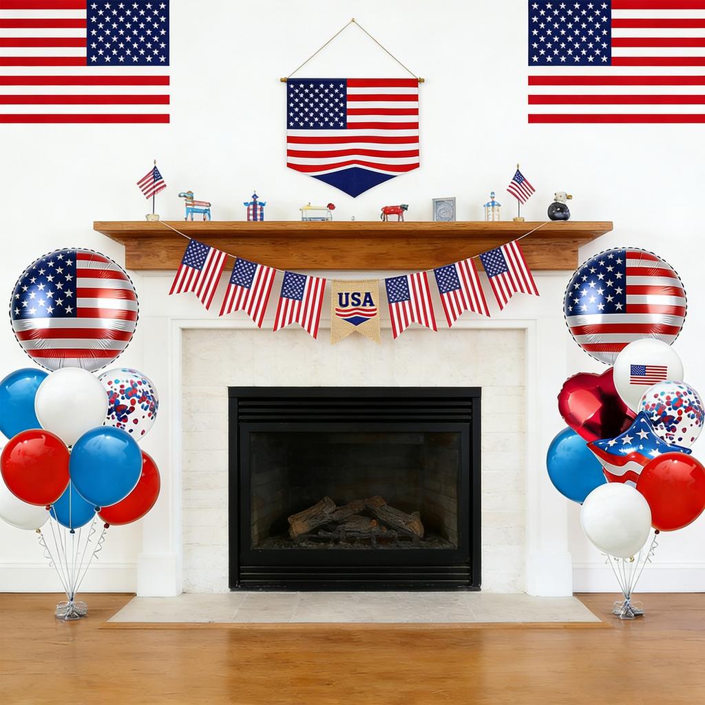 American Independence Day Decoration Set Party Decoration Paper Fan Flower Set