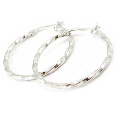 [I3998] - Silver Hoop Earrings 'Choreography' 3 Cm