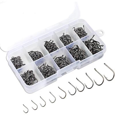 VIPMOON Fishing Hooks 500 Pcs (#3-#12) Barbed High Carbon Steel With Eyelet Iseama River Fishing Beginner~Pro Compatible Fishing Tackle Rig Fishing Gear Carp Mackerel Rockfish Mackerel Horse Mackerel Crucian Carp Catfish