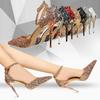 Bigtree European and American Fashion Sexy Hollow Out Nightclub Show Metal Heel  9.5cm High Heel Sparkle Sequins with Sandals
