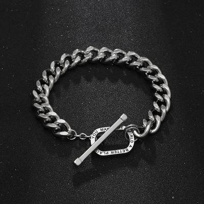 New Bracelet Silver European And American Titanium Steel Emperor Chain Domineering Men 'S Back Fastening Bracelet