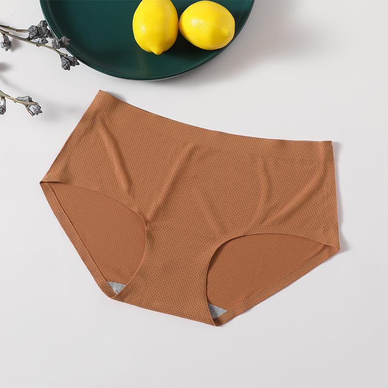 Plus Size Breathable Holes Panties Women Lingerie Solid Knickers Seamless Female Mid-rise Briefs