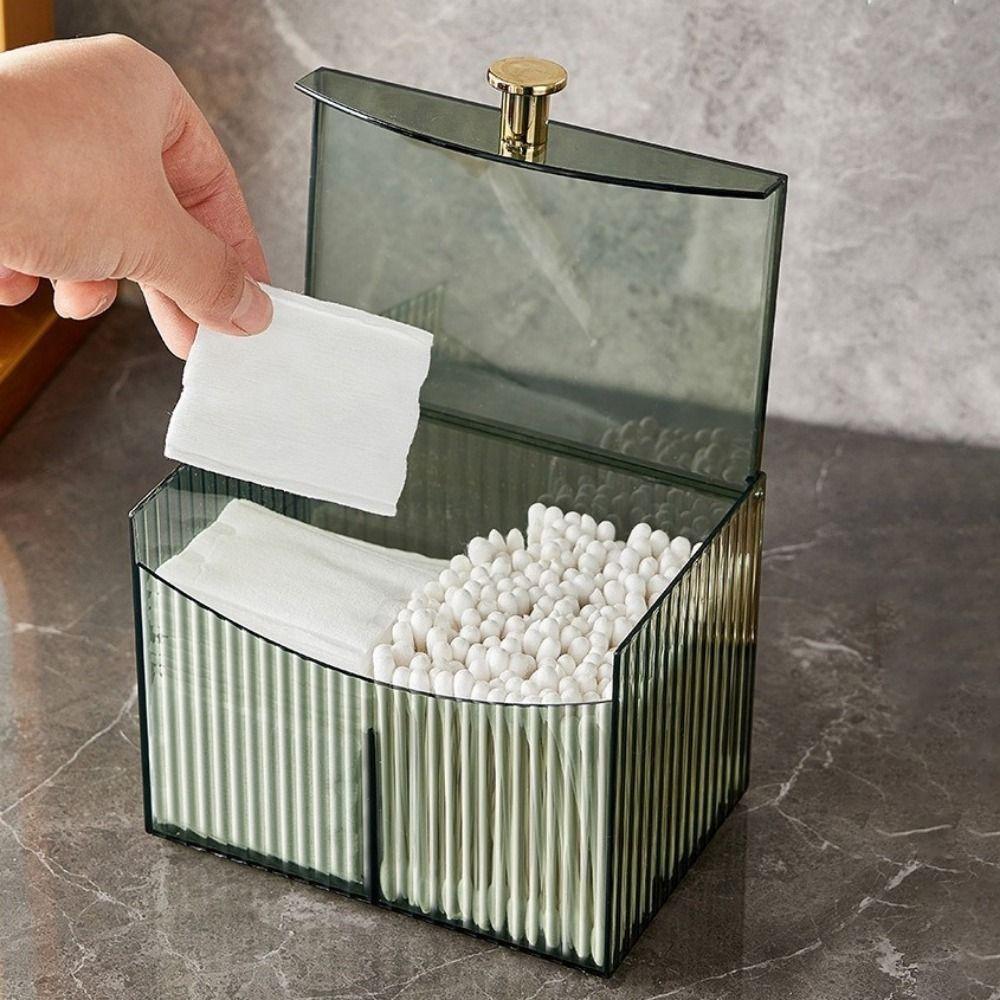 Flip Lid Cotton Swab Storage Box Plastic Qtip Holder Makeup Organizer Swab Pad Holder  Dresser