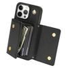Für iPhone 16 Pro Hülle Kartenhalter Leder+TPU Handyhülle mit langem Riemen