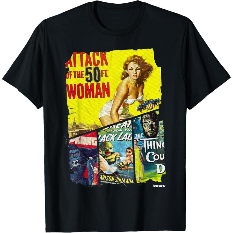 Vintage Style Sci Fi Movie Poster Collage T-Shirt XXXXXL чёрный