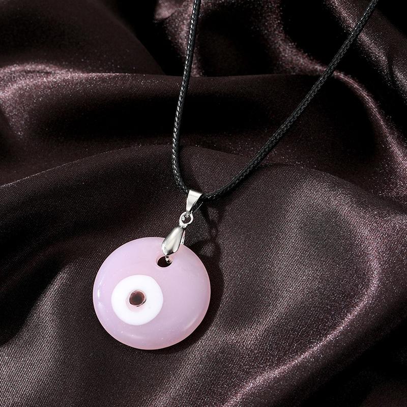 Color Glass Blue Evil Eyes Pendant Necklace Women Men Round Turkish Lucky Eye