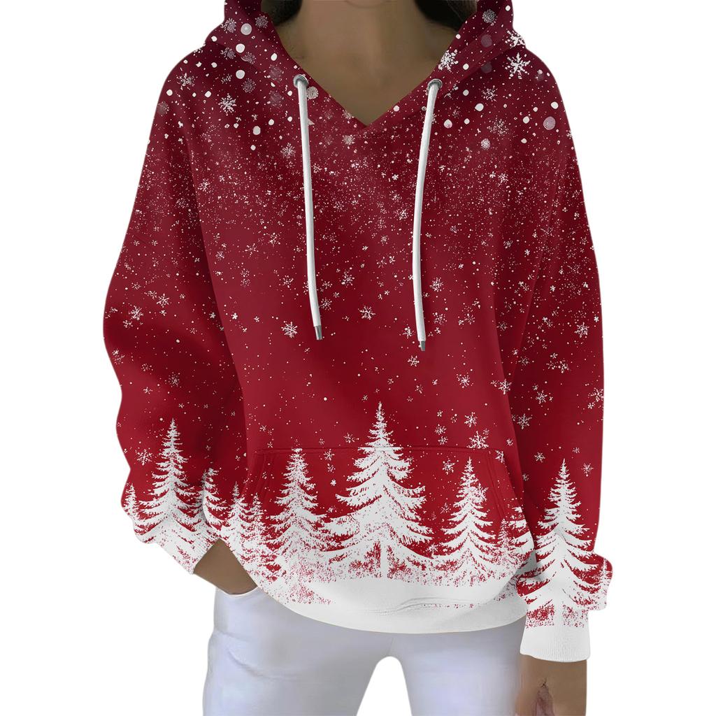 Dámská módní ležérní mikina s kapucí, volného střihu, s potiskem, s dlouhým rukávem