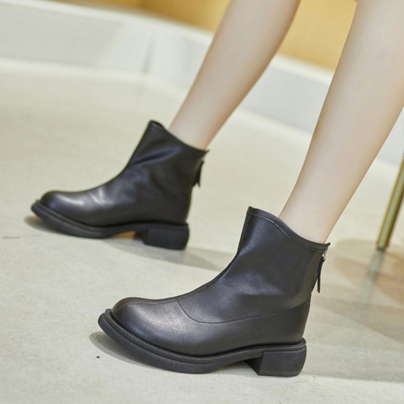 Woman Ankle Boots British Style Casual Comfort Martin Boots Female Back Zipper Chunky Chelsea Boots Footwear