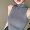 Top Corto Estivo da Donna Casual Sexy con Scollo all'Americana Monocolore Canottiera Tubolare Senza Maniche Collo Alto Crop Top Canottiera Gilet Moda