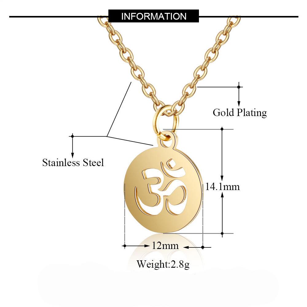 Small Yoga Pendant Gold Color Stainless Steel Indian Hindoo Hindu Buddhist OM Charm Necklace For Women Religious Jewelry Gift