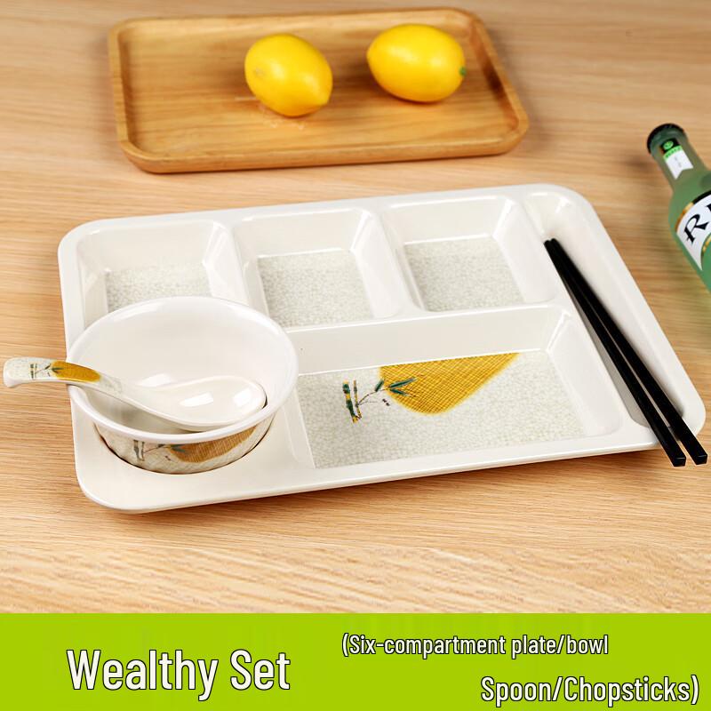 Ru Han Melamine Six-Grid Square Dinner Plate