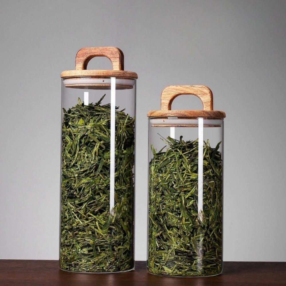 with Handle Airtight Canister Glass Food Container Kitchen Storage Bottles  for Tea Coffee Beans