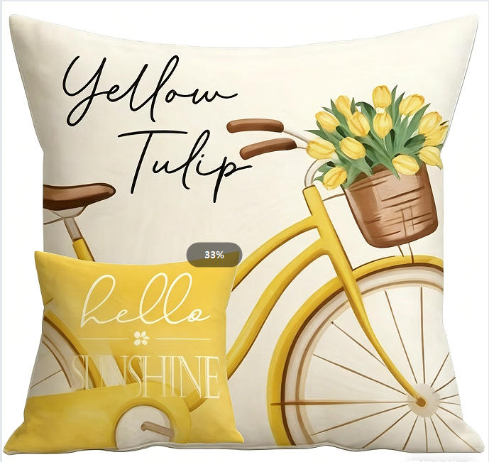 Throw Pillowcase 18X18 Inches Yellow Floral Country Style Home Decor Linen Living Room Sofa Bed Throw Pillow