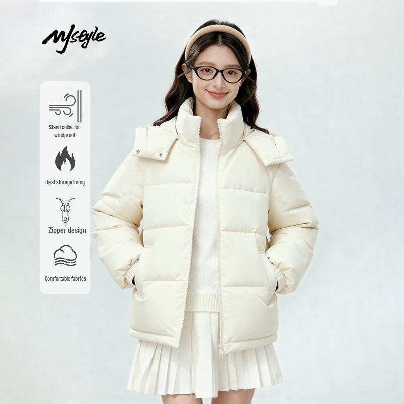 MJ STYLE Women s Hooded Padded Winter Jacket L