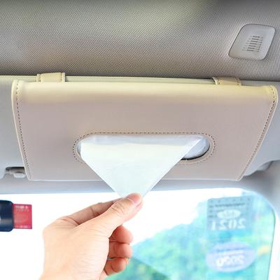 Car Visor Tissue Holder PU Leather Hanging Paper Towel Clip Napkin Holder Backseat Tissue Case Auto Interior Accessories