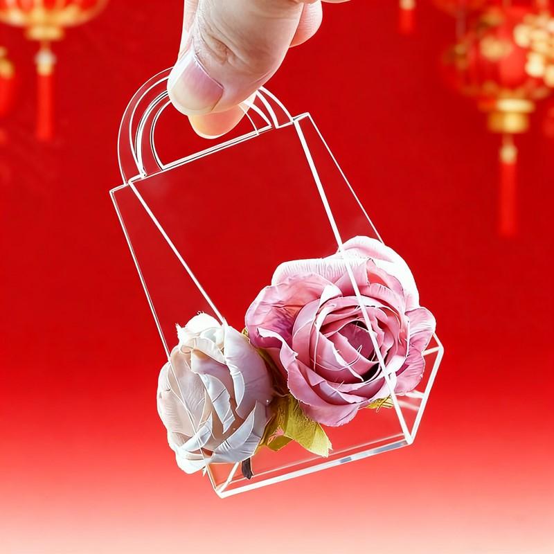 13 Piece Birthday Party Transparent Wedding Hand Box Acrylic Luxury Triangle Present Box Valentine's Day Gift Boxes Sugar Basket