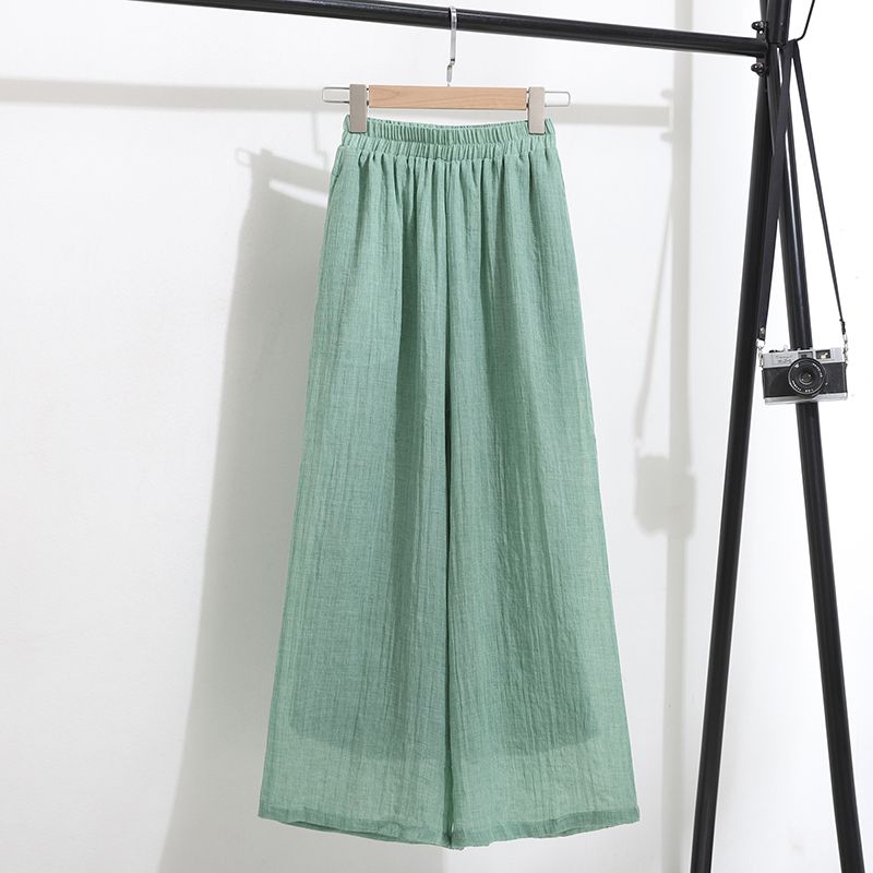 

Мятные широкие дышащие повседневные брюки с высокой талией и опускающимися складками. Летние тонкие классные брюки. 3XL зелёный