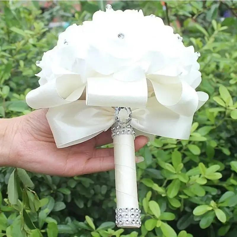 New 18cm Crystal Roses Pearl Bridal Wedding Holding Flowers Valentine's Day Proposal Simulated Bouquet Photography Wholesale