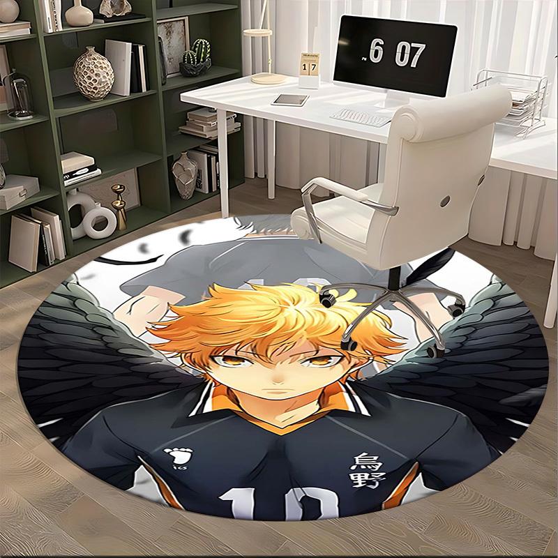 1pc Haikyuu Kageyama Tetsurou Round Carpet - Anime Design Chair Mat, Non-Slip Rug for Office, Home Decor, Living Room