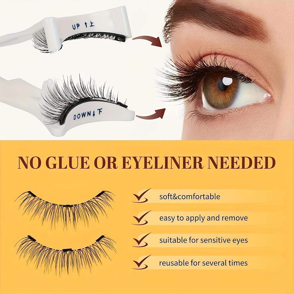 Magnetic False Eyelashes with Tweezers - Reusable, No Glue Needed, Professional Eye Cosmetics, Alcohol-Free, Odorless Material,Cat Eye and Doll Styles