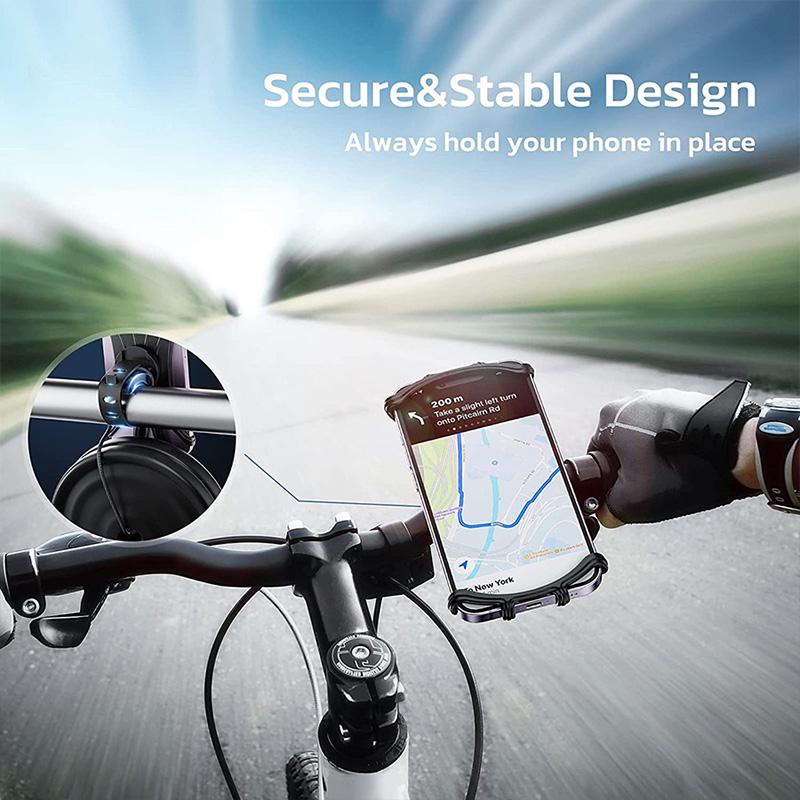 Silicone Bike Phone Mount, Rotating & Adjustable, Easy Install. 13x6cm, for Bicycle/E-Bike, Secure Grip