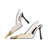 Designer Street Style Back Strap Pumps Women Sexy Splicing Pointed Toe Elegant Thin Low Heels Mule Party Dress Shoes Sandal